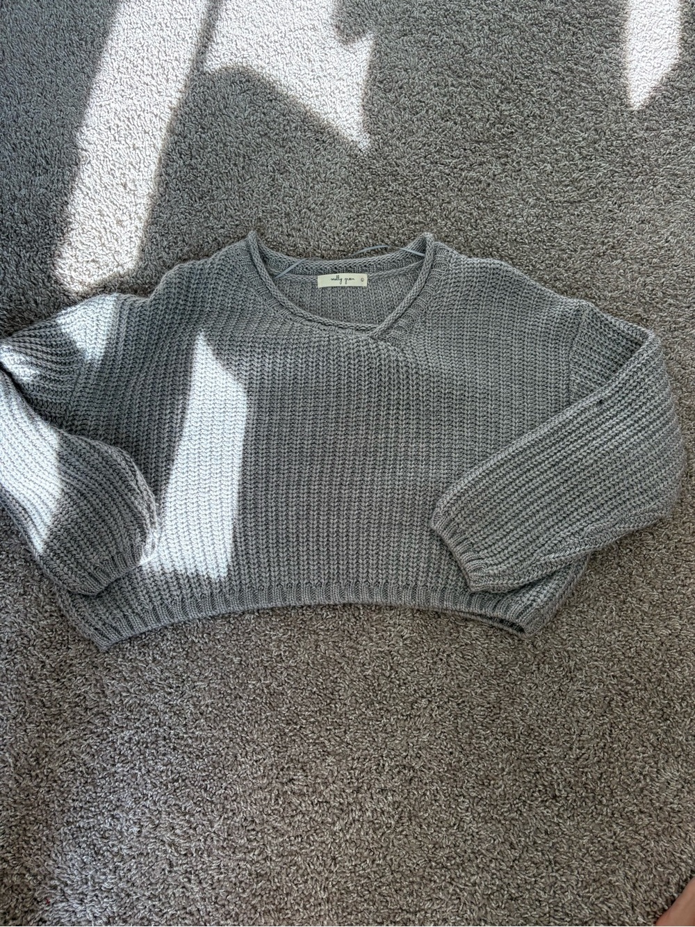 Molly Green Cropped Gray Knit Sweater - Women's Cozy Pullover